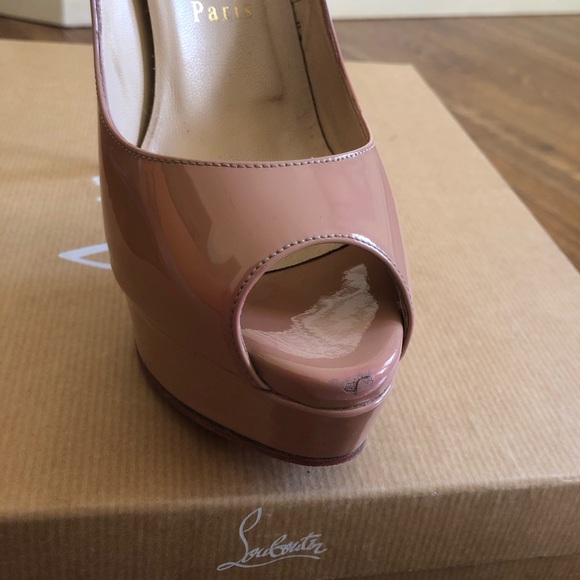 Christian Louboutin Nude Lady Peep 150 Patent Calf - Picture 6 of 9